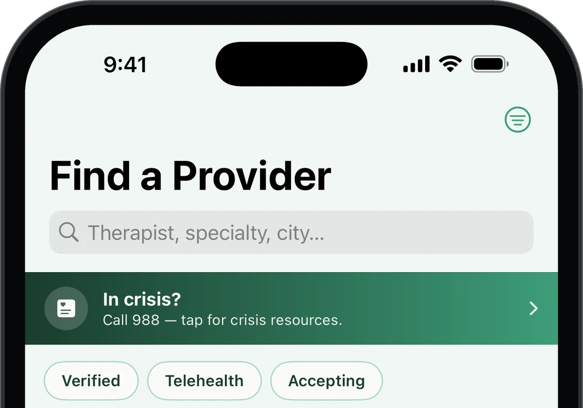 OR Counselors app on iPhone, Find a Provider screen