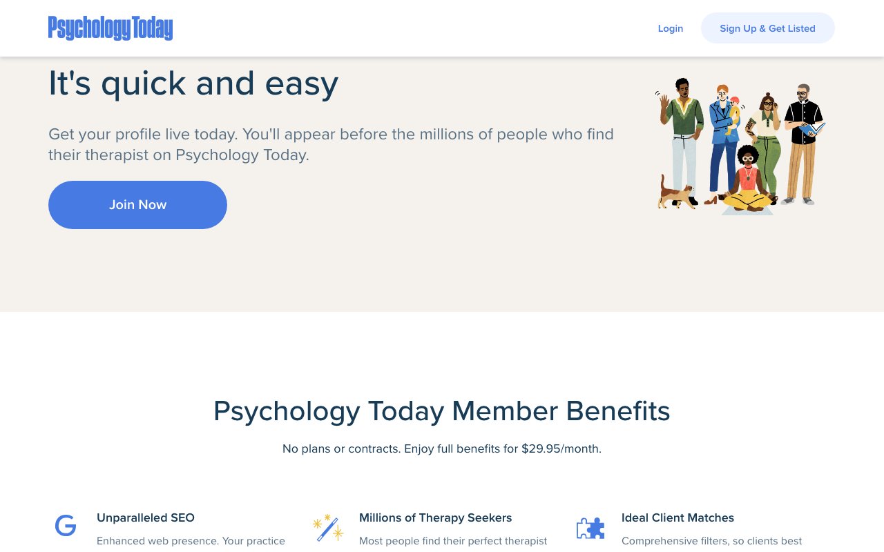 Psychology Today's signup page showing its monthly membership fee, captured September 24, 2026